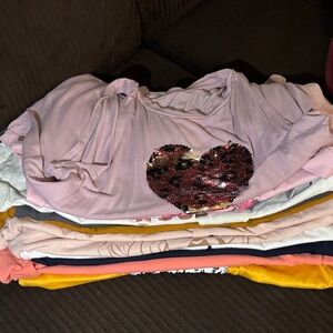 Pink Sequin Heart Kids Top